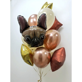 Букет воздушных шаров с бульдогом