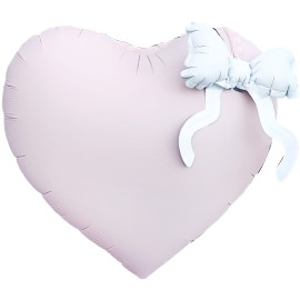 Воздушный шар сердце розовое с бантом