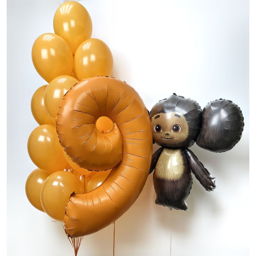 Композиция воздушных шаров Чебурашка с цифрой-1