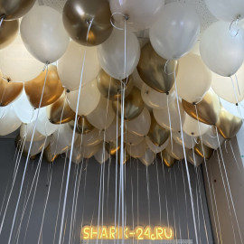 Шары под потолок хром золото, белые металлик, бежевые