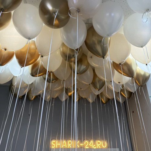 Шары под потолок хром золото, белые металлик, бежевые-1