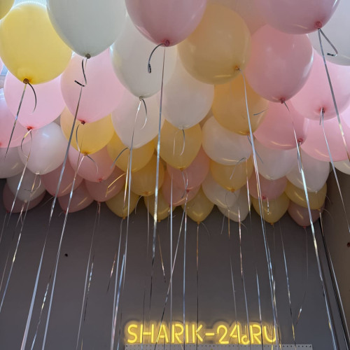 Шары под потолок белые, розовые, персиковые-1