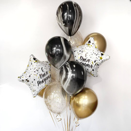 Букет воздушных шаров черный мрамор