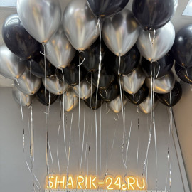 Шары под потолок черные и хром серебро