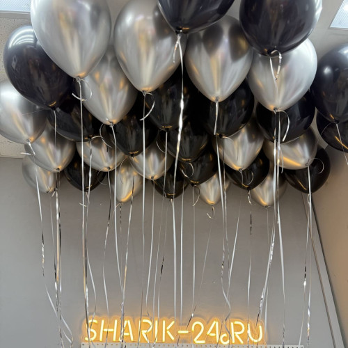 Шары под потолок черные и хром серебро-1