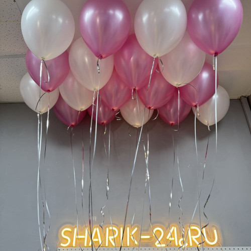 Шарики металлик цвет: розовый и белый-1