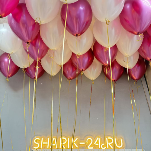 Шарики под потолок: металлик белый и хром малиновый-1