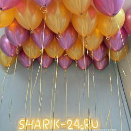 Шарики под потолок: металлик золото и хром малиновый