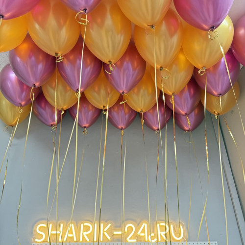 Шарики под потолок: металлик золото и хром малиновый-1