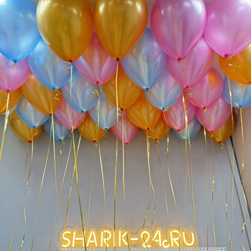Гелиевые шары металлик цвет: розовый, голубой, золото-1