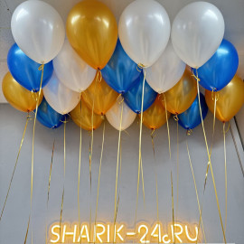Шары металлик цвет: белый, синий, золотой
