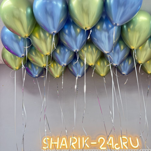 Воздушные шары хром цвет: синий, салатовый-1