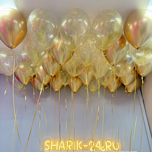 Шары хром золото и шары с конфетти золото-1