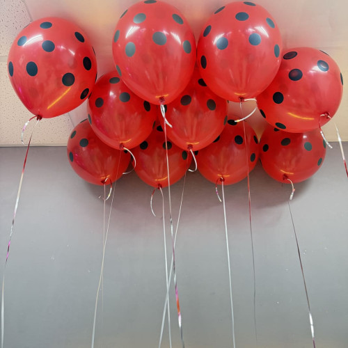 Красные воздушные шары в черный горошек-1