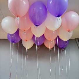 Гелиевые шарики цвет: белый, сиреневый, розовый
