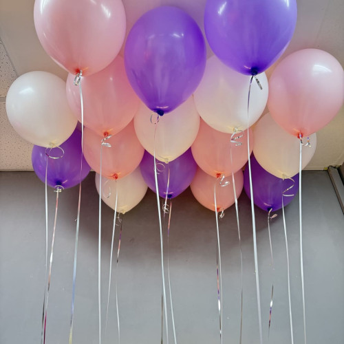 Гелиевые шарики цвет: белый, сиреневый, розовый-1