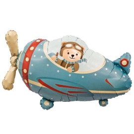 Фольгированный шар самолет с медведем