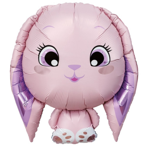 Фольгированный шар милый зайка розовый-1