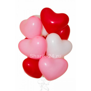 Воздушные шары сердца белые, красные, розовые