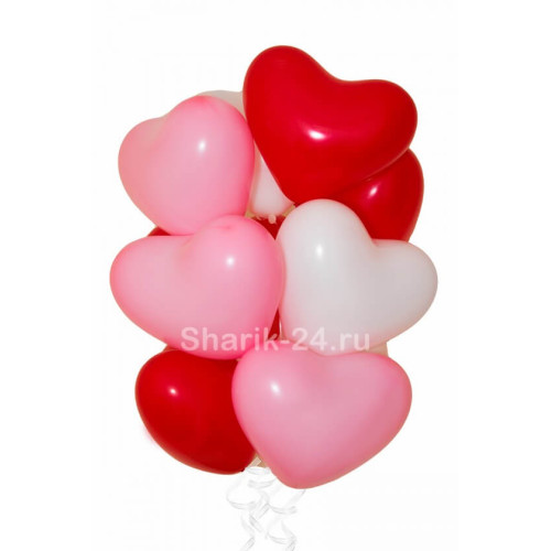 Воздушные шары сердца белые, красные, розовые-1