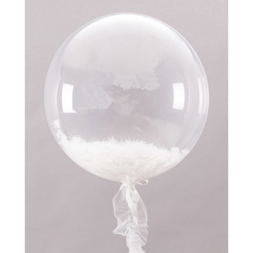 Воздушный шар Баблс с белыми перьями внутри