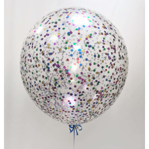 Большой прозрачный шар 61 см с разноцветным конфетти