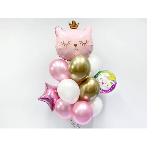 Букет из шаров котёнок розовый-1