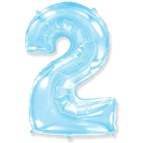 Воздушный шар цифра 2 нежно-голубого цвета 