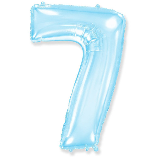 Воздушный шар цифра 7 нежно-голубого цвета 