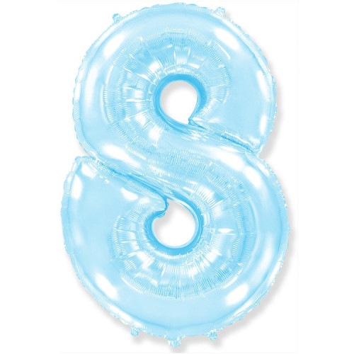 Воздушный шар цифра 8 нежно-голубого цвета 