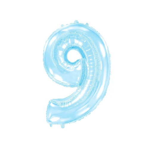 Воздушный шар цифра 9 нежно-голубого цвета 