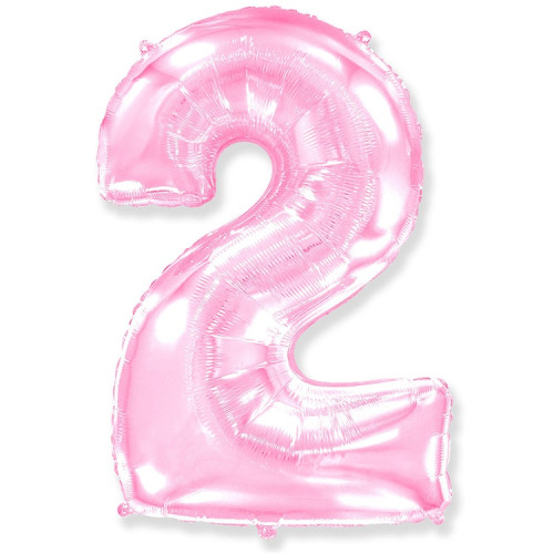 Воздушный шар цифра 2 нежно-розового цвета 