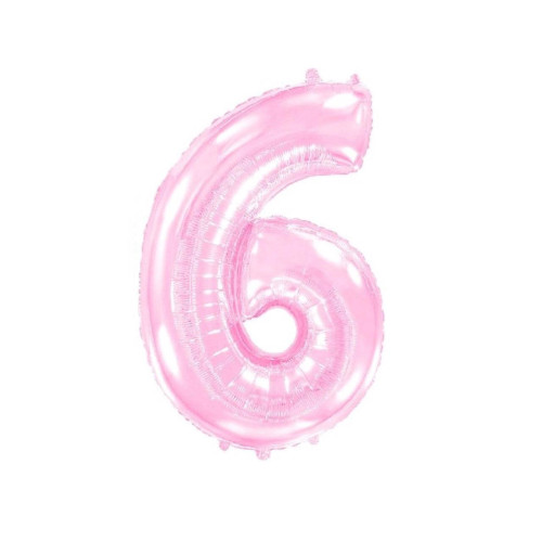 Воздушный шар цифра 6 нежно-розового цвета 