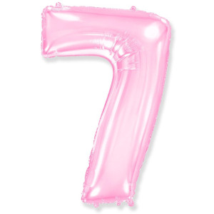 Воздушный шар цифра 7 нежно розового цвета 