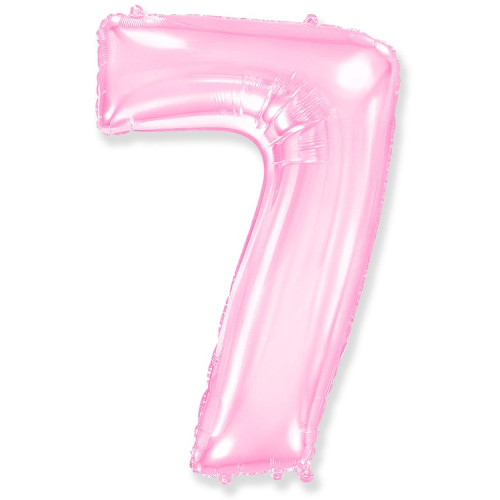 Воздушный шар цифра 7 нежно-розового цвета 