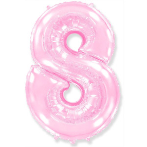 Воздушный шар цифра 8 нежно розового цвета 