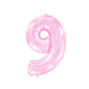 Воздушный шар цифра 9 нежно розового цвета 