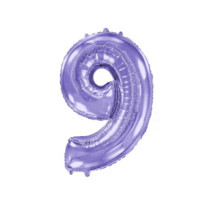 Воздушный шар цифра 9 сиреневого цвета (лиловый)