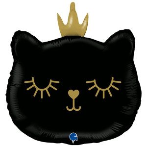 Воздушный шар голова кошки чёрная в короне