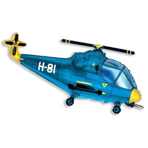 Фольгированный шар вертолет голубой