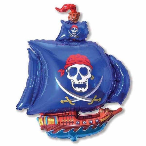 Фольгированный шар Пиратский корабль голубой