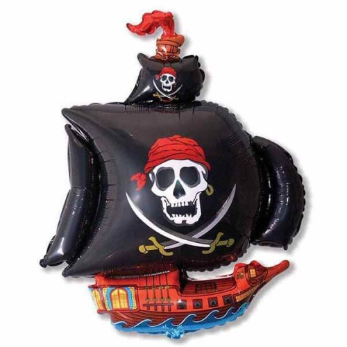 Фольгированный шар пиратский корабль черный-1