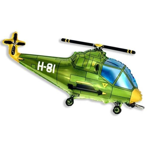 Фольгированный шар вертолет зеленый-1
