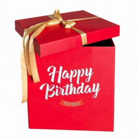 Красная коробка для шаров 70х70х70см с любым вашим текстом