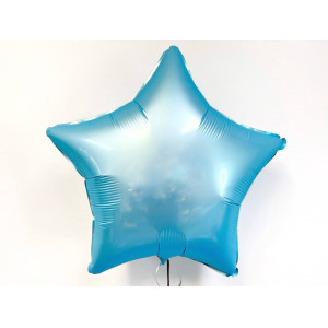 Воздушный шар звезда голубая сатин
