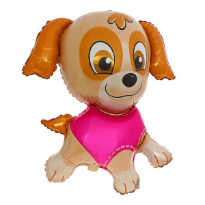 Воздушный шар щенок в розовом